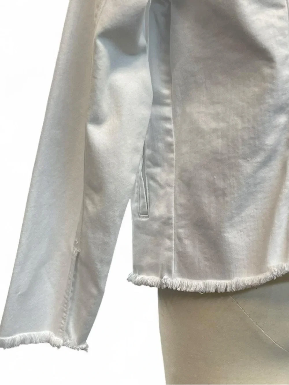 Tailored L Liverpool White Frayed Collar Denim Jean Jacket Women Classic Summer - Picture 7 of 9
